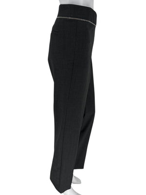 Brunello Cucinelli Charcoal Wool Trousers with MONILI Trim – Size IT 46 / US 10