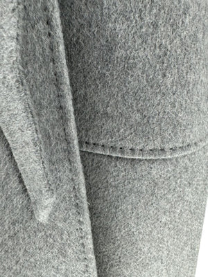 Max Mara ‘Manuela’ Belted Wrap Coat in Light Grey – Size US 10 / IT 44