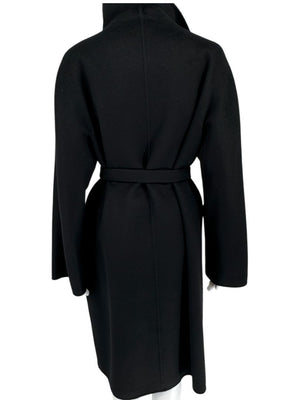 Max Mara ‘Manuela’ Belted Wrap Coat in Black – Size US 10 / IT 44