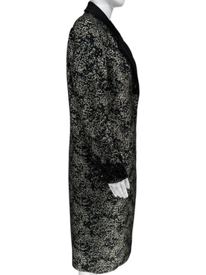 Pamella Roland Metallic Brocade Tuxedo Coat with Beaded Cuffs – Large