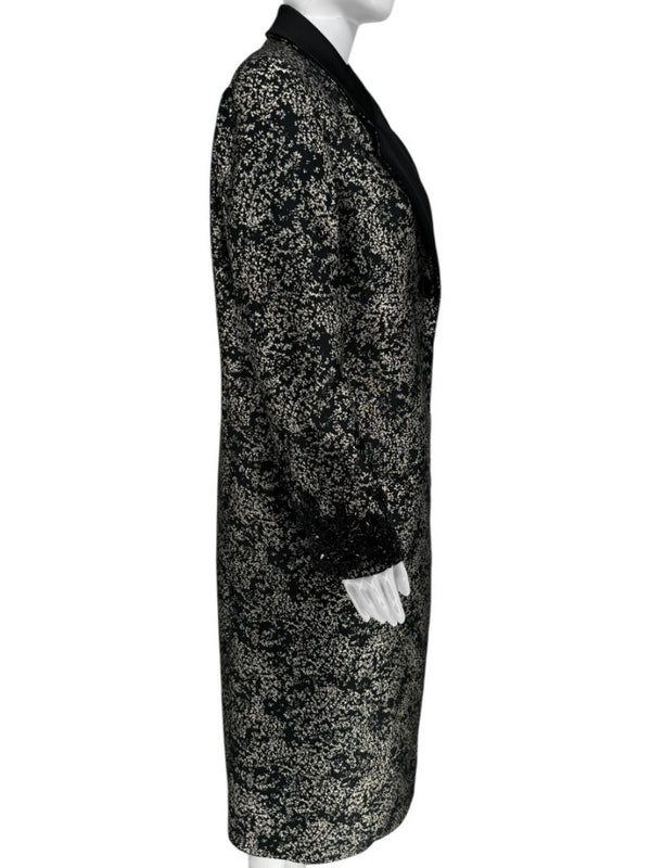 Pamella Roland Metallic Brocade Tuxedo Coat with Beaded Cuffs – Large