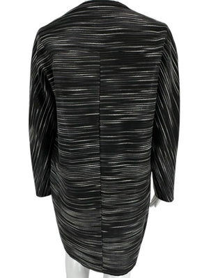 Pamella Roland Black Metallic Striped Open Jacket – Large