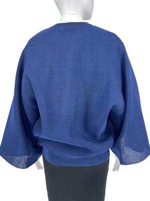 Givenchy Navy Draped Sleeve Silk-Blend Sweater – Size L