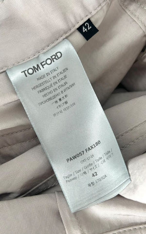 Tom Ford Taupe Acetate Silk-Zip Moto Cropped Pants – Size IT 42