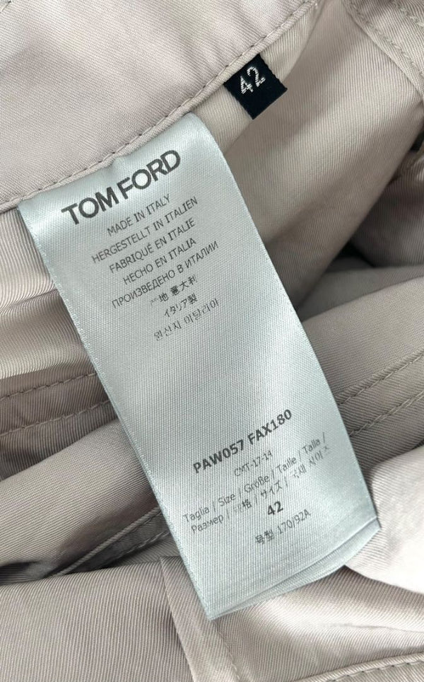 Tom Ford Taupe Acetate Silk-Zip Moto Cropped Pants – Size IT 42