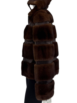 Michael Kors Chocolate Brown Mink Fur & Leather Bomber Jacket – Size 8