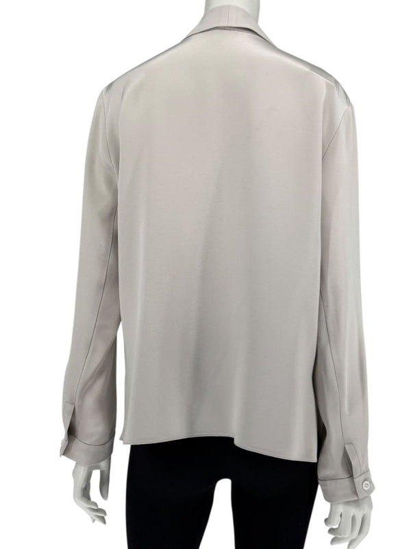 Peter Cohen Gray Silk Convertible Collar Blouse – Size L