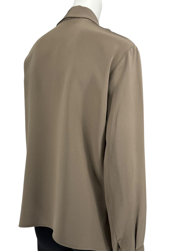 Peter Cohen Taupe Silk Convertible Collar Blouse – Size L