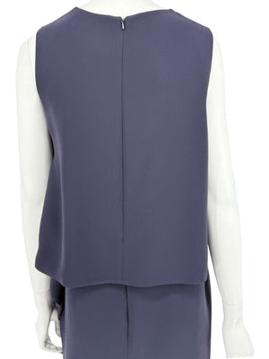 Max Mara Navy Draped Overlay Shift Dress – Size IT 46 (US 12)