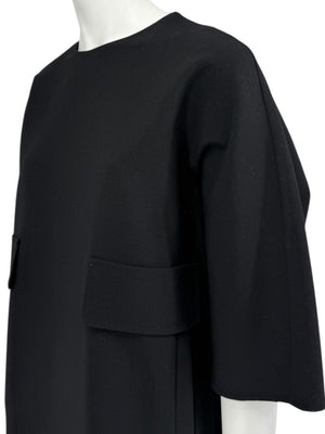 Max Mara 'Cucito a Mano' Black Wool Cocoon Dress – Size IT 40 (US 4/6)