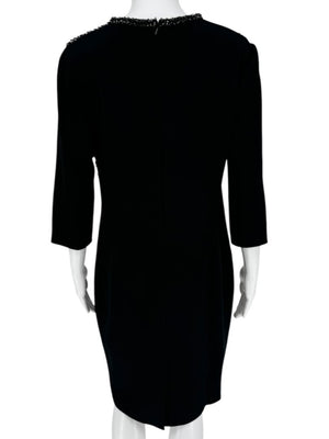 Pamella Roland Black Crepe Embellished Shift Dress – Large