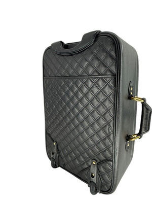 Marc Jacobs Quilted Black Leather Carry-On Suitcase – 20.8" x 14.2" x 8.3"