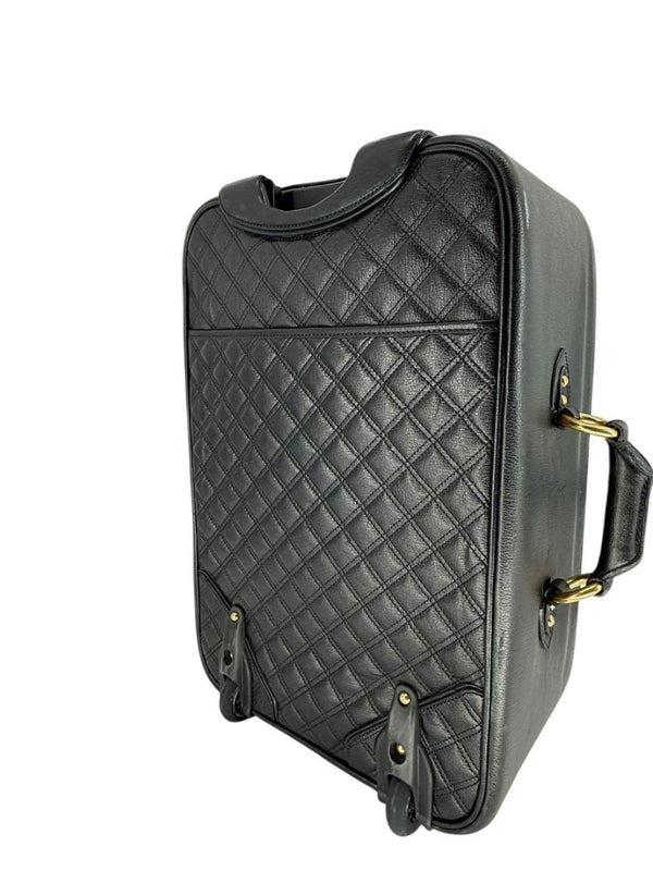 Marc Jacobs Quilted Black Leather Carry-On Suitcase – 20.8" x 14.2" x 8.3"