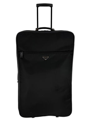 Prada Black Nylon Rolling Suitcase with Saffiano Leather Trim – 26.5" x 17.5" x 9.5"