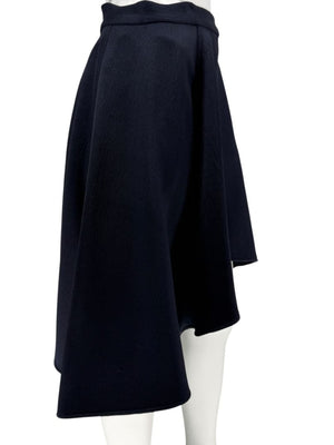 Pamella Roland Navy A-Line Skirt with Sculptural Hem - Large