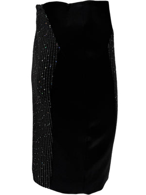 Pamella Roland Black Textured Sequin Skirt - Large