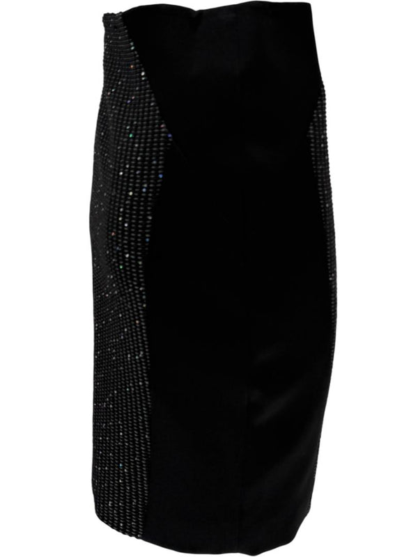 Pamella Roland Black Textured Sequin Skirt - Large