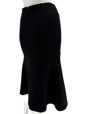 Pamella Roland Black Textured Flounce-Hem Skirt – Large