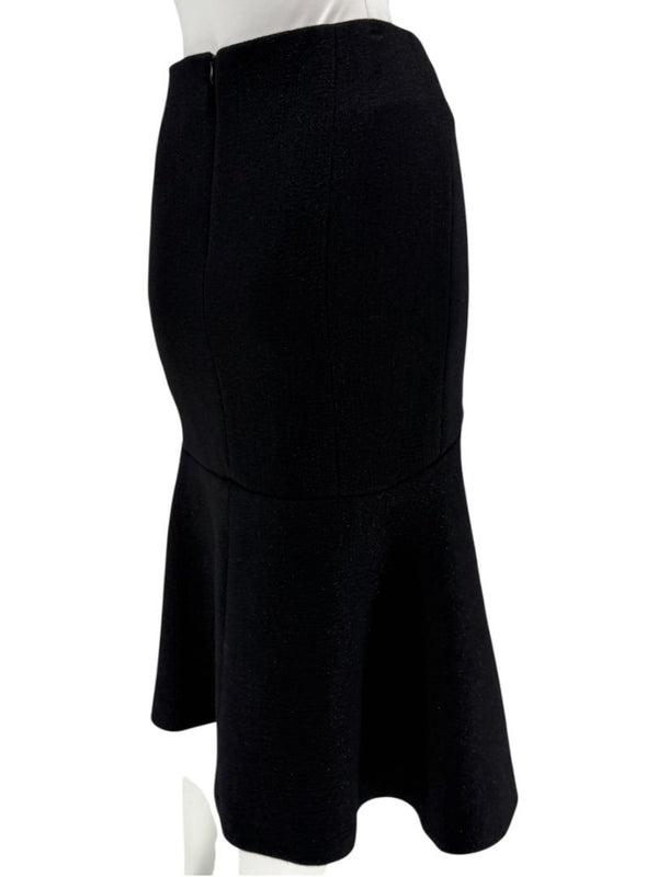 Pamella Roland Black Textured Flounce-Hem Skirt – Large