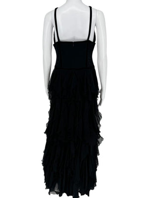Pamella Roland Black Tiered Chiffon Gown – Size 8
