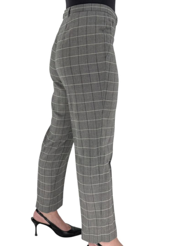 A-K-R-I-S Punto Grey Windowpane Wool Pantsuit – Jacket Size 8, Pants Size 10
