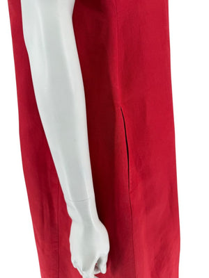 Lafayette 148 New York Red Linen-Blend Midi Dress – Size M