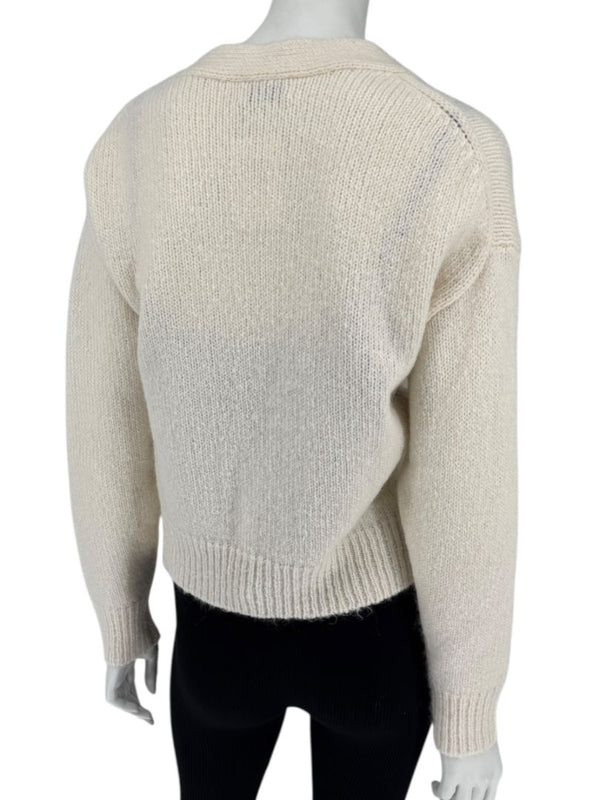 Allude Cream Mohair Blend Button-Front Cardigan – Size M
