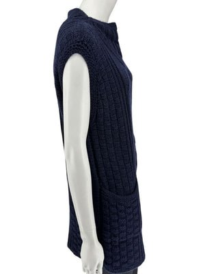 HANIA by Anya Cole Navy Hand-Knit Cable Vest – O/S