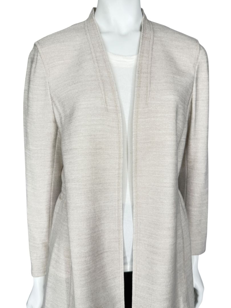 Akris Beige Open-Front Long Jacket – Size US 10