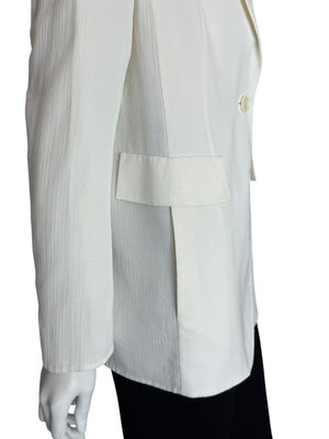 Akris White Textured Cotton-Silk Blend Blazer – Size 8