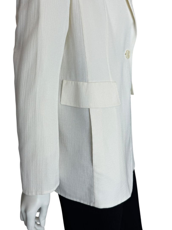 Akris White Textured Cotton-Silk Blend Blazer – Size 8