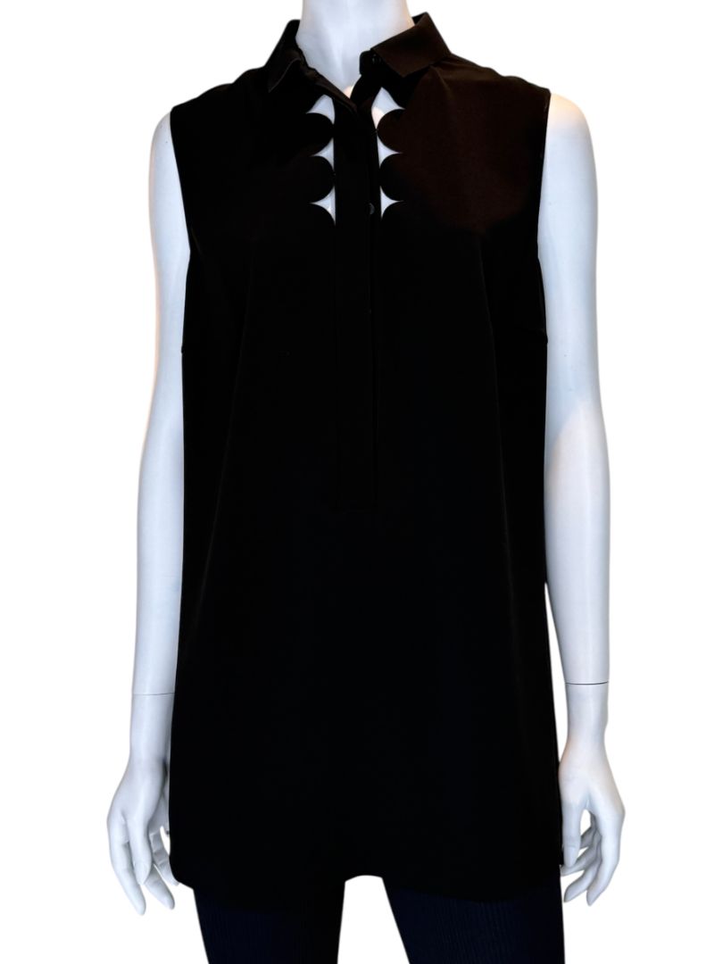 Akris Punto Black Sleeveless Scalloped Detail Tunic Top – Size 10
