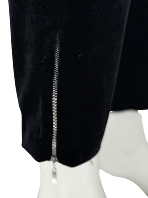 Brunello Cucinelli Black Velvet Side-Zip Ankle Pants - Size IT 46 / US 10