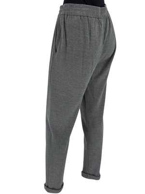 Brunello Cucinelli Grey Cotton-Silk Blend Knit Jogger Pants - Size L