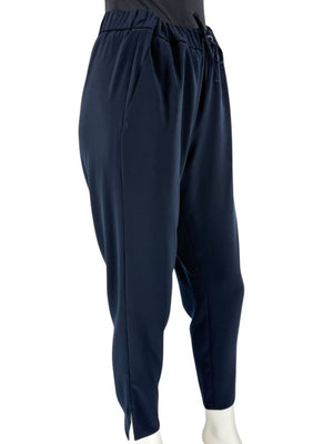 Akris Punto Navy Elastic Waist Trousers with Ankle Slit – Size US 8