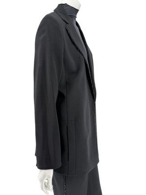 Akris Black Wool Blend Blazer with Sequin Trim - Size US 8