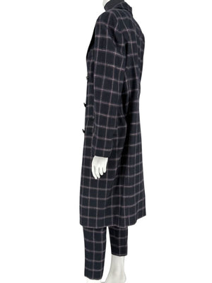 Pamella Roland Black & Gray Windowpane Plaid Pantsuit – Large