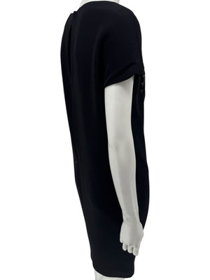 Pamella Roland Black Sequin Embellished Short Sleeve Cocktail Dress – Large