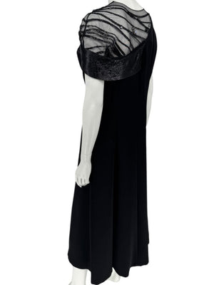 Pamella Roland Black Beaded Illusion Gown – See Measurements – Large