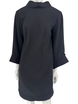 Pamella Roland Black Sculptural Shift Dress – Large