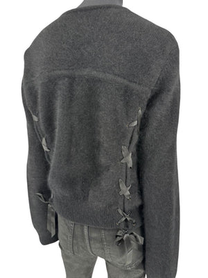 Christian Dior Black Angora-Wool Wrap Sweater – Size 44 (FR) / 12 (US)