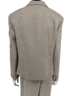 Oscar by Oscar de la Renta Taupe Embroidered Pantsuit – Size 14