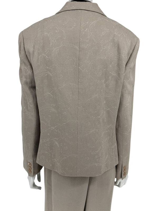 Oscar by Oscar de la Renta Taupe Embroidered Pantsuit – Size 14