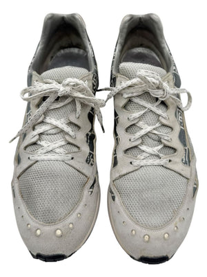 Chanel Grey & White Nylon Suede Low-Top Sneakers – Size 40