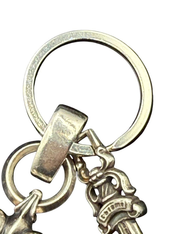 Chrome Hearts Fleur de Lis & #5 Dagger Key Ring – Sterling Silver
