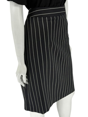 Armani Collezioni Black Pinstripe Wool Skirt – Size 12