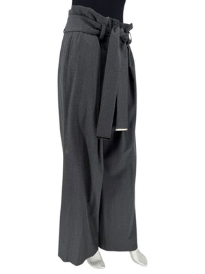 Armani Collezioni Gray High-Waisted Belted Wide-Leg Trousers – Size 10