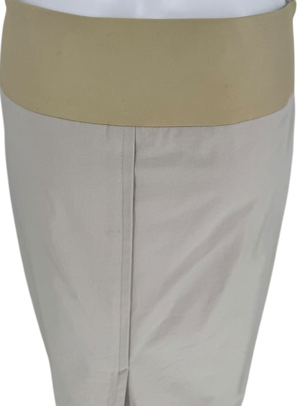 Brunello Cucinelli Beige Leather-Trim Pencil Skirt – Size IT 48 (US 12)