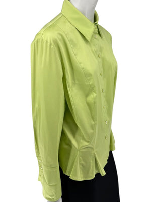 Escada Lime Green Cotton Blend Tailored Blouse – Size 42