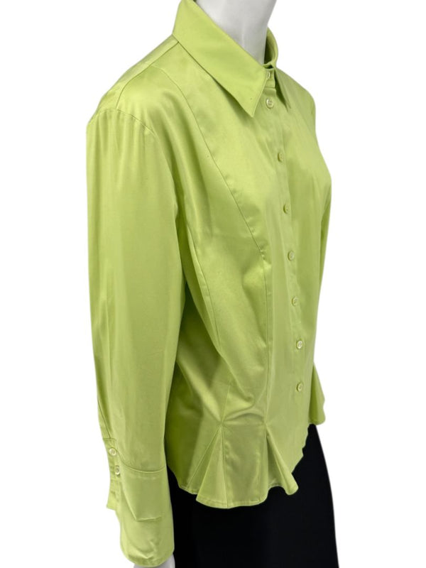 Escada Lime Green Cotton Blend Tailored Blouse – Size 42